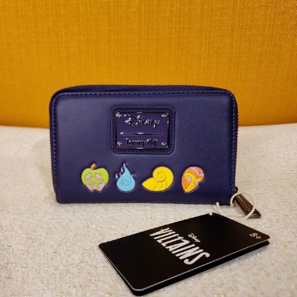Loungefly Disney Villains In The Dark Zip Around Wallet Ursula Evil Queen NEW - Picture 6 of 14